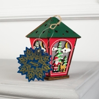 Ёлочная игрушка &laquo;Фонарь с Дедом Морозом&raquo;, от батареек, свечение тёплое белое