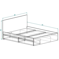 Кровать 1600 с ящиками и основанием Мадера, с/м 1600х2000, Черный