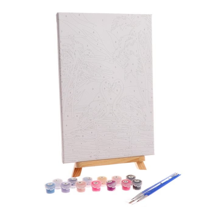 Картина по номерам на холсте с подрамником &laquo;Фламинго на закате&raquo;, 30х20 см