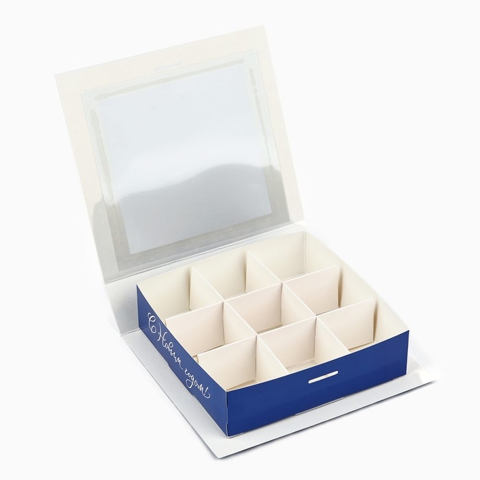 Коробка под 9 конфет с ячейками «Снежинки» 14.8 х 13.5 х 3.5 см, Новый год Коробка под 9 конфет с ячейками «Снежинки» 14.8 х 13.5 х 3.5 см, Новый год