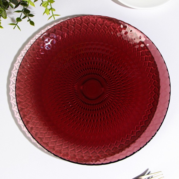 Тарелка плоская стеклянная &laquo;Идиллия&raquo;, d=25 см, цвет лилак