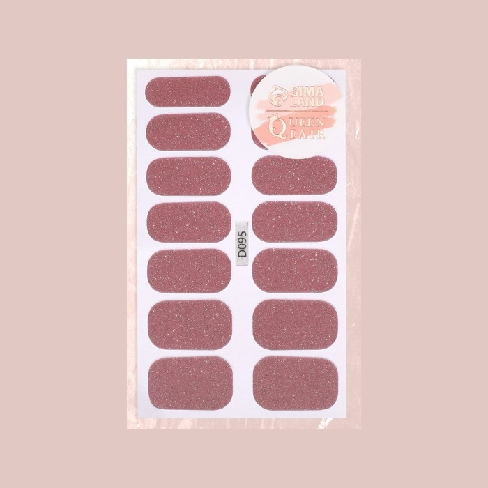 Плёнки для маникюра, 14 шт, с блёстками, цвет светло - розовый Плёнки для маникюра, 14 шт, с блёстками, цвет светло - розовый