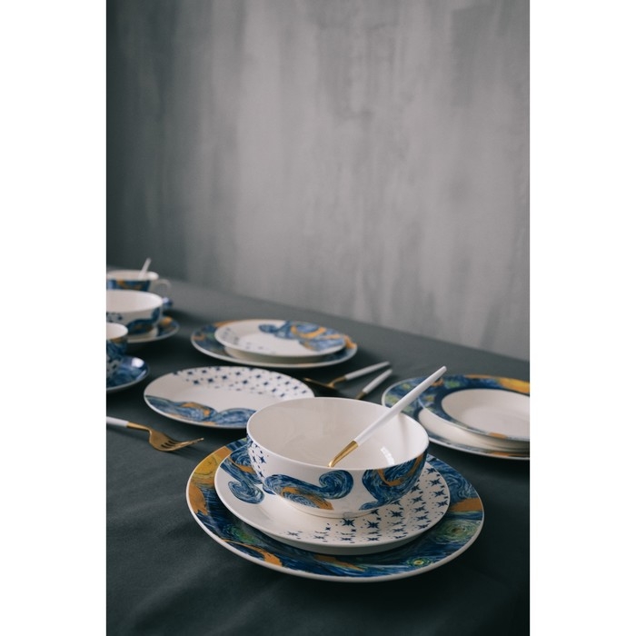 Салатник фарфоровый Доляна &laquo;Звёздная ночь&raquo;, 600 мл, d=15,5 см