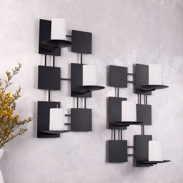 Комплект подсвечников настенных Комплект подсвечников настенных "Модерн" 2шт, 23х40,5х14,5см, чёрный