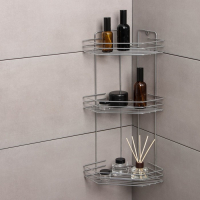 Полка для ванной угловая 3-х ярусная, 20,5&times;20,5&times;52 см, цвет хром