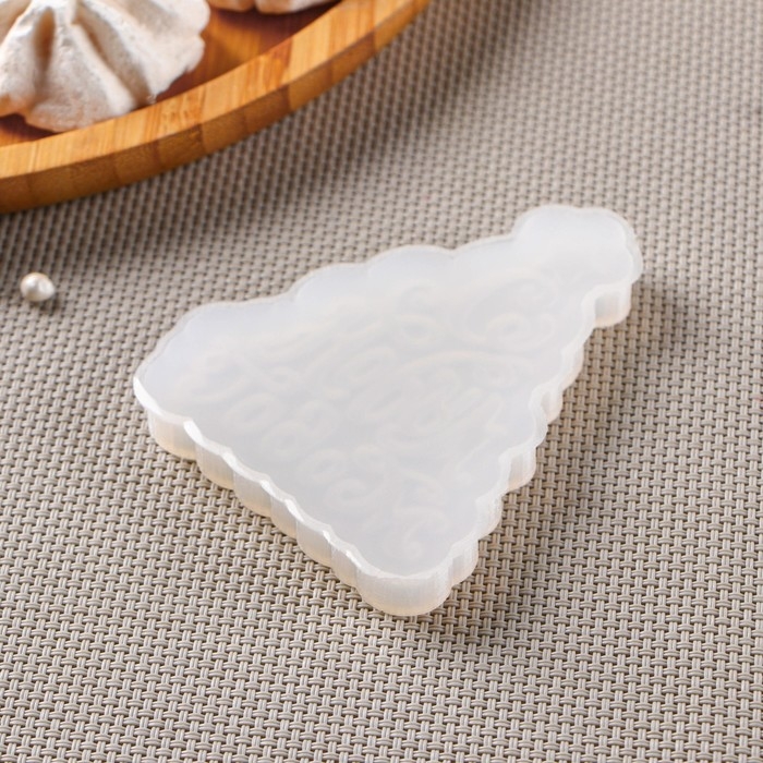 Силиконовый молд &laquo;Ёлка - С Новым Годом!&raquo;, 8,5&times;7 см, цвет прозрачный