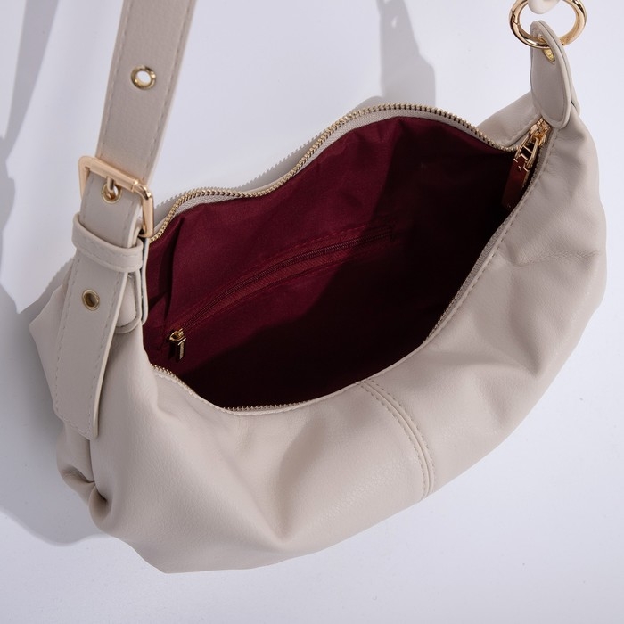 Сумка мешок, отдел на молнии, регулирующийся ремень, цвет молочный Сумка мешок, отдел на молнии, регулирующийся ремень, цвет молочный