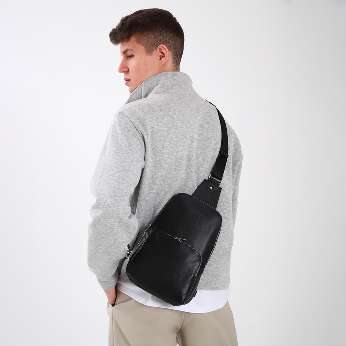 Сумка - слинг, TEXTURA, натуральная кожа, цвет чёрный Сумка - слинг, TEXTURA, натуральная кожа, цвет чёрный