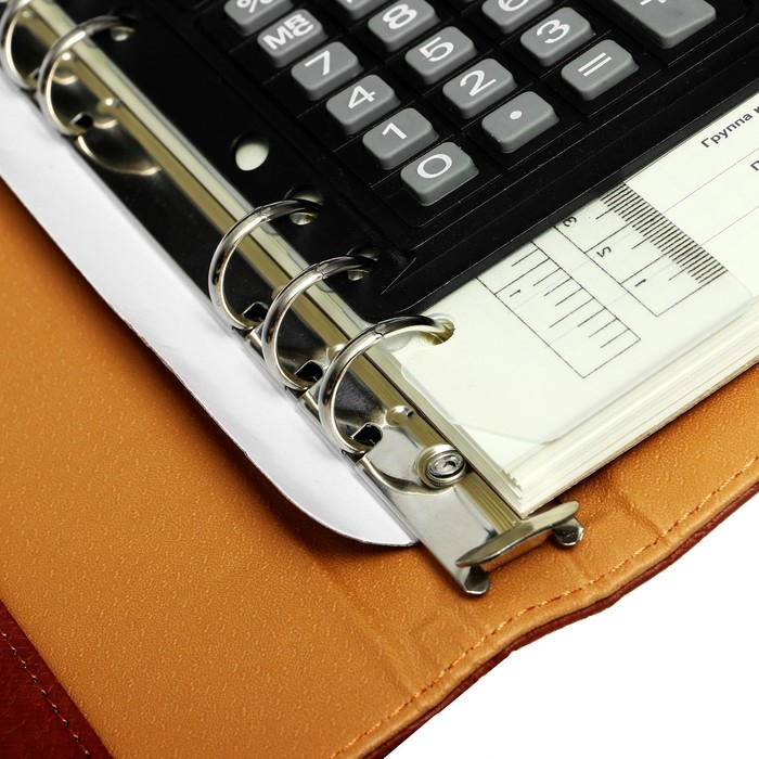 Органайзер на кольцах, обложка ПВХ, А5, 140 листов в клетку, на кнопке, с калькулятором, МИКС