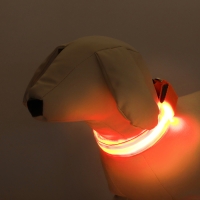 Ошейник с подсветкой Двойная полоса размер S, ОШ 35-43 х 2,5 см, 3 режима свечения оранжевый Ошейник с подсветкой Двойная полоса размер S, ОШ 35-43 х 2,5 см, 3 режима свечения оранжевый