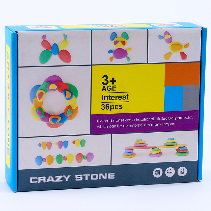 Развивающий набор &laquo;Камешки&raquo;, 24 &times; 19,5 &times; 6 см, 36 камешков + книга с заданиями