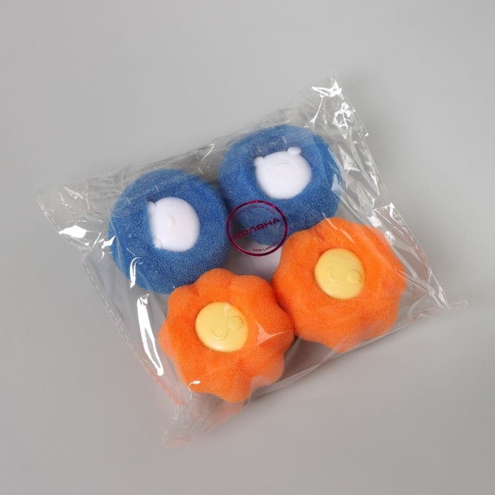 Шарики для стирки Доляна, набор 4 шт, d=8 см, цвет синий/оранжевый Шарики для стирки Доляна, набор 4 шт, d=8 см, цвет синий/оранжевый