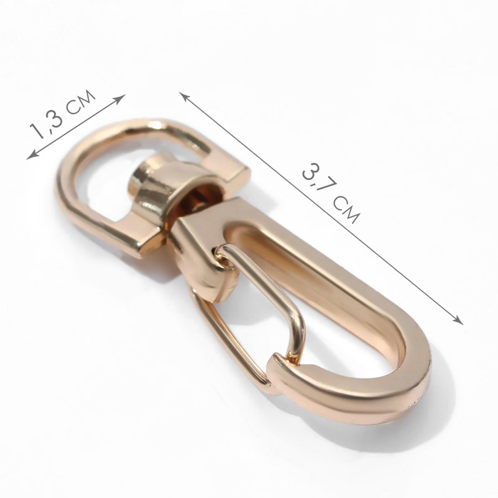 Карабин металлический, 37 &times; 13 мм / 9,5 &times; 1,8 мм, 5 шт, цвет золотой