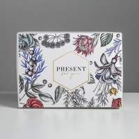 Коробка подарочная складная, упаковка, &laquo;Цветы&raquo;, 21 х 15 х 7 см