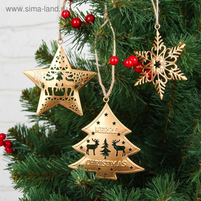 Подвеска металлическая &laquo;Новогодние чудеса&raquo;, золото, МИКС