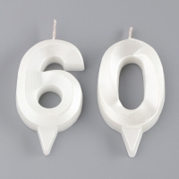 Свеча в торт юбилейная "Грань" (набор 2 в 1), цифра 60, жемчужный, 6,5 см Свеча в торт юбилейная "Грань" (набор 2 в 1), цифра 60, жемчужный, 6,5 см