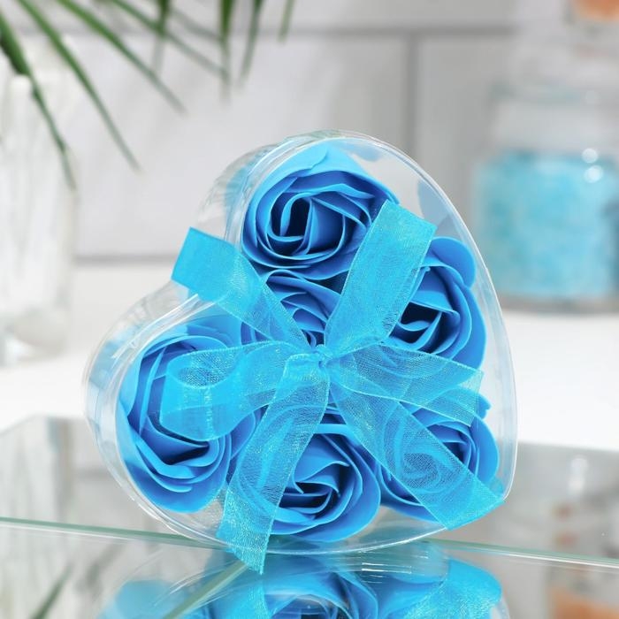 Мыльные розочки, синие, набор 6 шт. Мыльные розочки, синие, набор 6 шт.