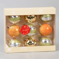 Набор шаров пластик d-6 см, 9 шт "Адель" диско, зелёный золото Набор шаров пластик d-6 см, 9 шт "Адель" диско, зелёный золото