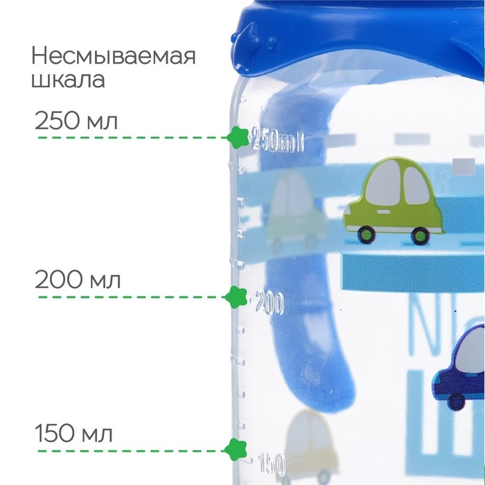 Бутылочка для кормления «Малыш», классическое горло, с ручками, 250 мл, от 0 мес., цвет синий Бутылочка для кормления «Малыш», классическое горло, с ручками, 250 мл, от 0 мес., цвет синий