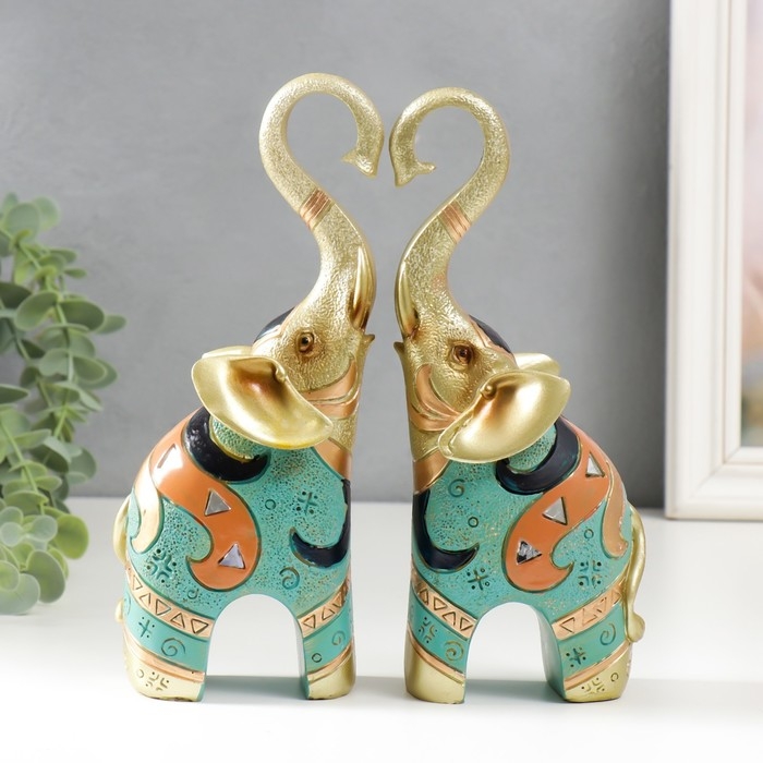 Сувенир полистоун Сувенир полистоун "Африканский слон" набор 2 шт 6х17х21 см