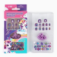 Детские накладные ногти «Радужный Единорожка», 12 шт, набор с браслетом и заколками Детские накладные ногти «Радужный Единорожка», 12 шт, набор с браслетом и заколками
