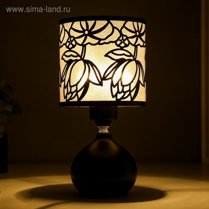 Лампа настольная  "Лотосы" E27 40Вт черный 14х14х28 см RISALUX