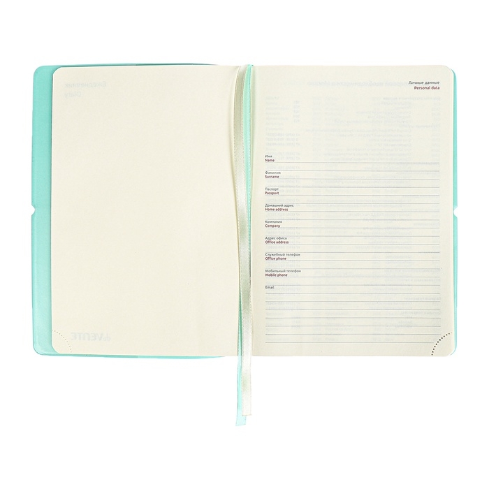 Ежедневник недатированный A5 136 листов, deVENTE. Jane, мягкая обложка пвх, резинка, перфорация, ляссе, блок 70, бирюзовый