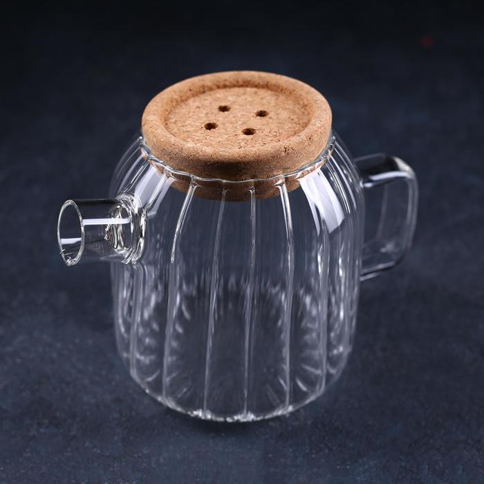 Кувшин для воды стеклянный с пробковой крышкой &laquo;Эко&raquo;, 600 мл, 17&times;11&times;13,5 см