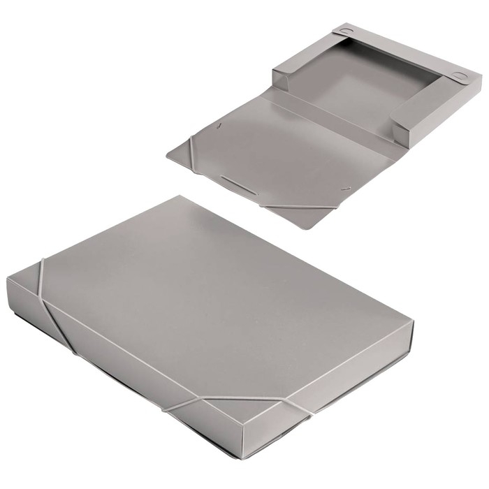 Папка-короб на резинке А4, 700 мкм, корешок 40 мм, Calligrata, пластик, серая, до 300 листов Папка-короб на резинке А4, 700 мкм, корешок 40 мм, Calligrata, пластик, серая, до 300 листов