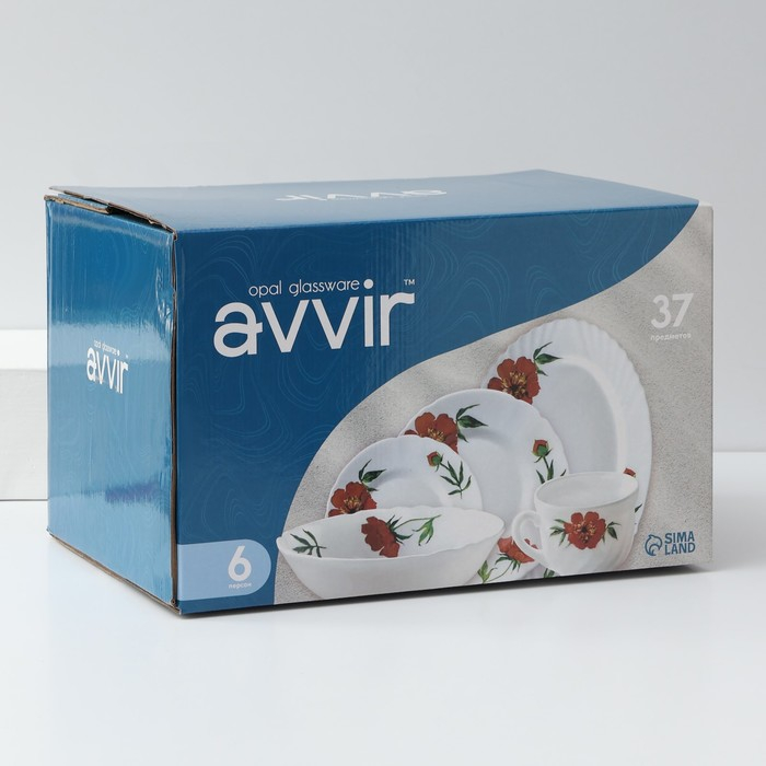 Сервиз столовый &laquo;Бархатная роза&raquo;, 37 предметов, стеклокерамика