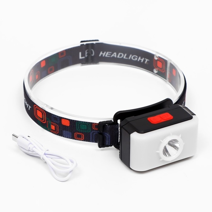 Фонарь налобный аккумуляторный, 10 Вт, 1200 мАч, XPG, LED, 3 режима, IP65, USB Фонарь налобный аккумуляторный, 10 Вт, 1200 мАч, XPG, LED, 3 режима, IP65, USB