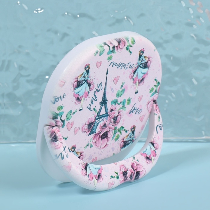 Зеркало карманное &laquo;Узор&raquo;, с подставкой, 8 &times; 8 см, цвет нежно - розовый