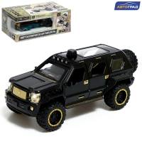 Джип металлический, 1:24, открываются двери, капот, багажник, инерция, цвет чёрный Джип металлический, 1:24, открываются двери, капот, багажник, инерция, цвет чёрный
