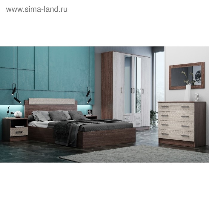 Кровать двуспальная 1600х2000, Ясень шимо светлый/Ясень шимо темный Кровать двуспальная 1600х2000, Ясень шимо светлый/Ясень шимо темный