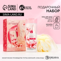 Подарочный набор косметики &laquo;Самой лучшей&raquo;, гель для душа 250 мл и мочалка для тела, ЧИСТОЕ СЧАСТЬЕ