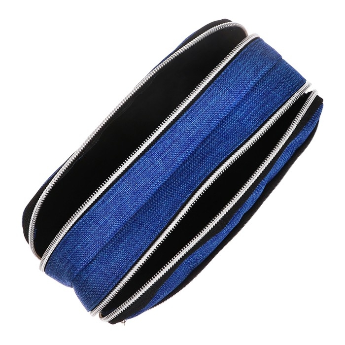 Пенал мягкий 3 отделения, 130 х 210 х 100 мм, объёмный, Calligrata, синий