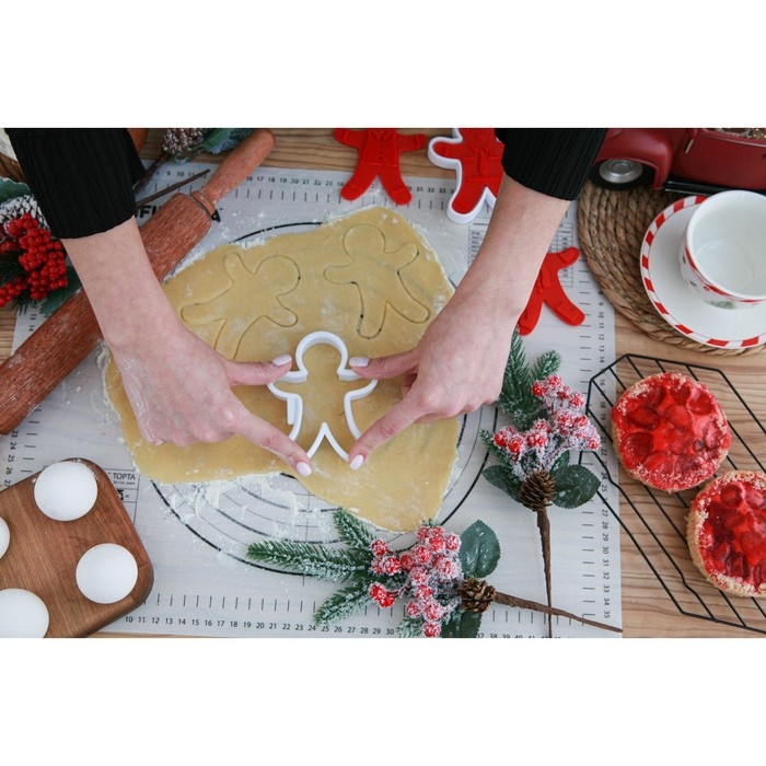 Форма для печенья с 3-мя печатями двухсторонними и прессом Доляна &laquo;Пряничный человечек&raquo;, 13&times;11&times;3,5 см, цвет МИКС