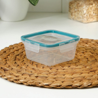 Набор контейнеров для продуктов с защёлкой, герметичная крышка, 3 шт: 400 мл, 800 мл, 1,5 л, прозрачные, крышка голубая