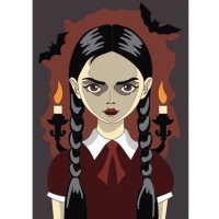 Алмазная мозаика на хеллоуин с частичным заполнением на холсте «Мрачная девочка», 15 х 21 см Алмазная мозаика на хеллоуин с частичным заполнением на холсте «Мрачная девочка», 15 х 21 см