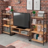 Тумба под ТВ Chicago 118х35х45 см, дуб крафт золотой, чёрный