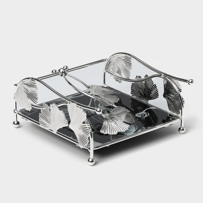 Салфетница &laquo;Цветы&raquo;, 15&times;15&times;8,5 см, цвет серебряный