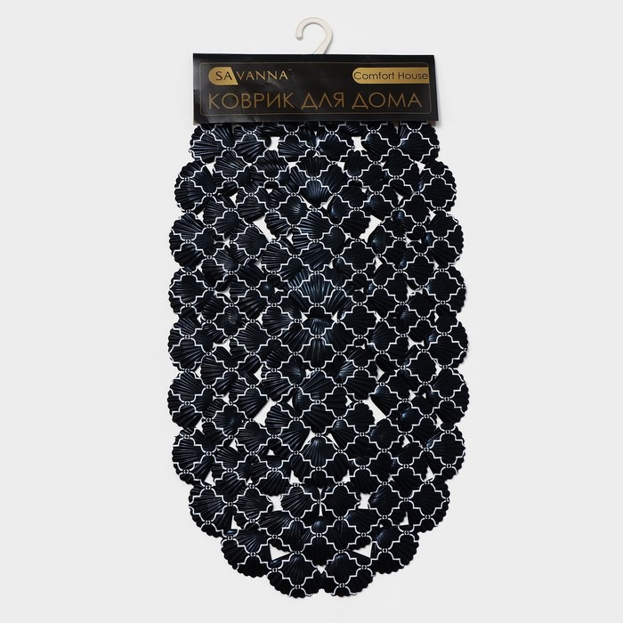 Коврик противоскользящий в ванну на присосках SAVANNA &laquo;Марокко&raquo;, 37&times;68 см, цвет чёрный