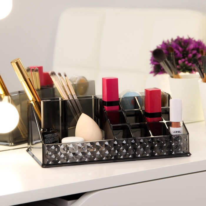 Органайзер для хранения, 16 секций, 12,5 × 21,5 × 8 см, цвет чёрный Органайзер для хранения, 16 секций, 12,5 × 21,5 × 8 см, цвет чёрный