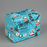 Гирлянда &laquo;Нить&raquo; 5 м с насадками &laquo;Шарики белые&raquo;, IP20, прозрачная нить, 30 LED, свечение тёплое белое, 8 режимов, 220 В