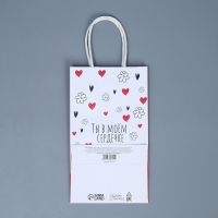 Пакет подарочный крафтовый, упаковка, «Ты в моём сердечке», 12 х 21 х 9 см Пакет подарочный крафтовый, упаковка, «Ты в моём сердечке», 12 х 21 х 9 см