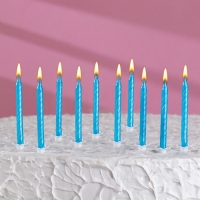 Свечи в торт "Спираль", 6 см, голубые, набор 10 шт Свечи в торт "Спираль", 6 см, голубые, набор 10 шт