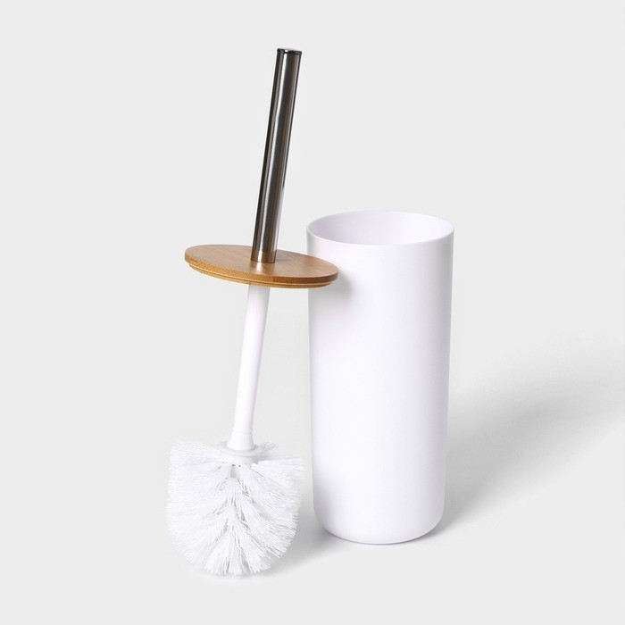 Набор аксессуаров для ванной комнаты SAVANNA &laquo;Вуди&raquo;, 6 предметов (мыльница, дозатор, 2 стакана, ёршик, ведро), цвет белый