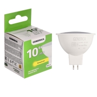 Лампа светодиодная GENERICA MR16, 10 Вт, софит, 3000 К, GU5.3, 230 В, LL-MR16-10-230-30-GU5-G Лампа светодиодная GENERICA MR16, 10 Вт, софит, 3000 К, GU5.3, 230 В, LL-MR16-10-230-30-GU5-G
