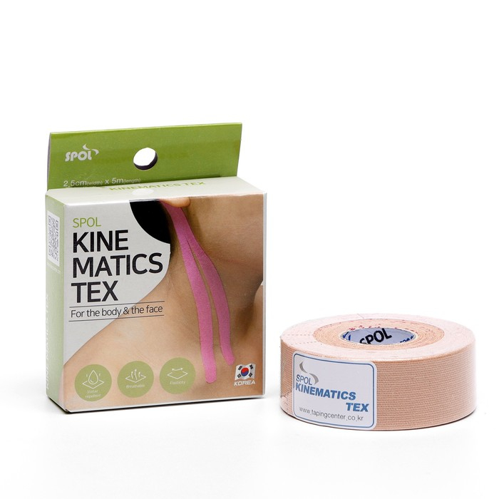 Кинезио тейп Spol Tape корейский, 2.5 см x 5 м, бежевый Кинезио тейп Spol Tape корейский, 2.5 см x 5 м, бежевый