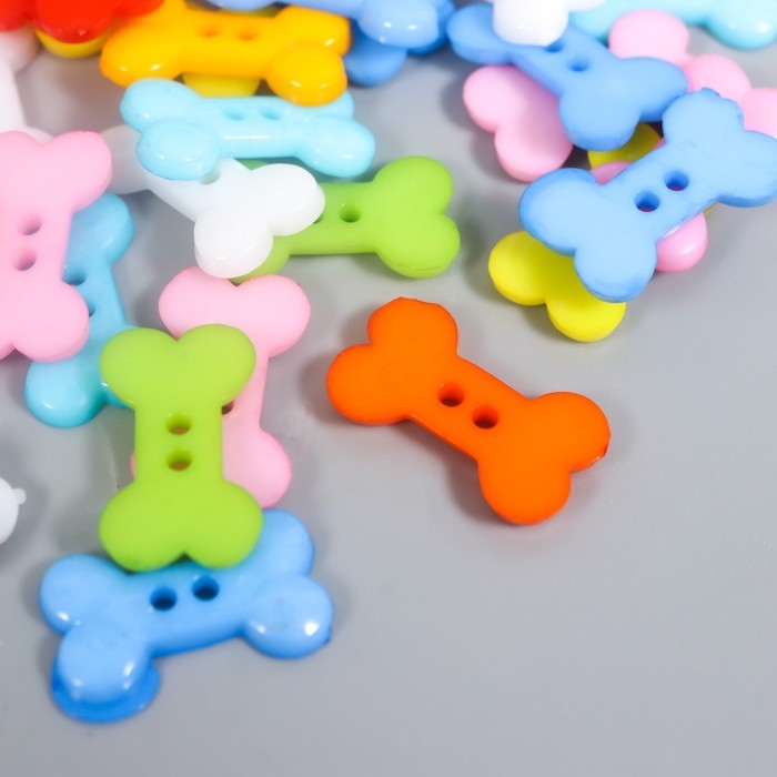 Пуговицы пластик 2 прокола "Косточка" 1х1,8 см набор 80 шт МИКС 2х5,5х5,5 см